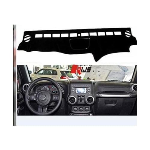 J369 Black Dashboard Cover Dash Mat for Jeep JK 2007-2017 Car Accessories LANTSUN