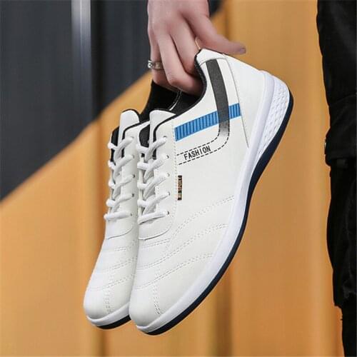 Spring Autumn 2021 Leather Mens Sneakers White Breathable Casual Men Shoes Black Man Vulcanized Shoes Zapatillas Hombre Outdoor