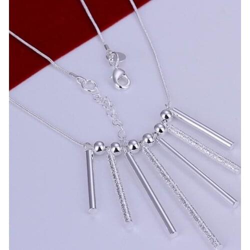 N094 Hot Sale Fine Silver Color Jewelry,Wholesale Factory Price 925 Charms Free Shipping Fashion Seven Column Necklace /acqa