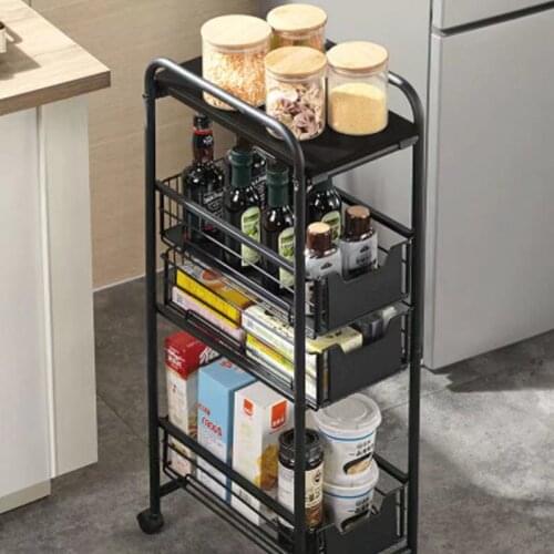 Multifunctional Rolling Utility Cart with Basket And Buckets For Kitchen