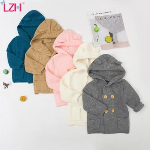 LZH Fashion Hooded Autumn Clothing For Newborn Baby Boys Coats Long Sleeve Knit Clothes For Babies Girls Costume 2021 Kids Coats