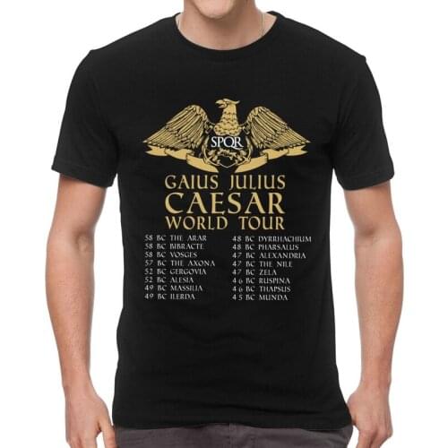 Vintage Gaius Julius Caesar World Tour T-Shirts Men Fashion T Shirt Short Sleeve SPQR Roman Empire Emblem Tshirts Cotton Tee Top