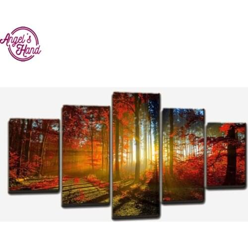 New Forest mangrove needlework multi 5pcs cross stitch 5d square diy diamond painting mosaic for living room weeding gifts