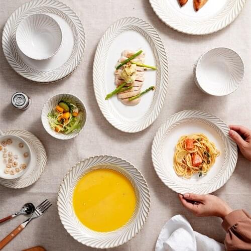 Ceramic Tableware Dishes And Plates Set Japanese Flower Texture Kiln Retro Home Dinner Tray Rice Big Soup Bowl Coffee Cup Plate