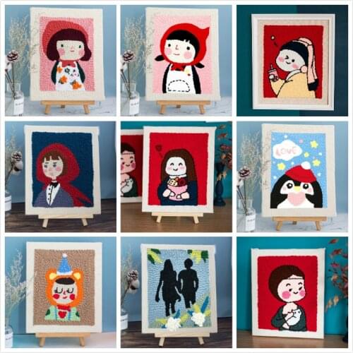 Adults Craft DIY Crafts Kits Kids Needlework Creativity Embroidery Cartoon 3D Poking Stitching with Hoop Frame Modern Sewing