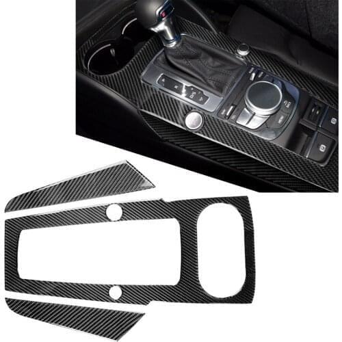 3Pcs Carbon Fiber Interior Gear Shift Panel Sticker Trim For Audi A3 2014 2015 2016 2017 2018 Auto Styling Accessories LHD