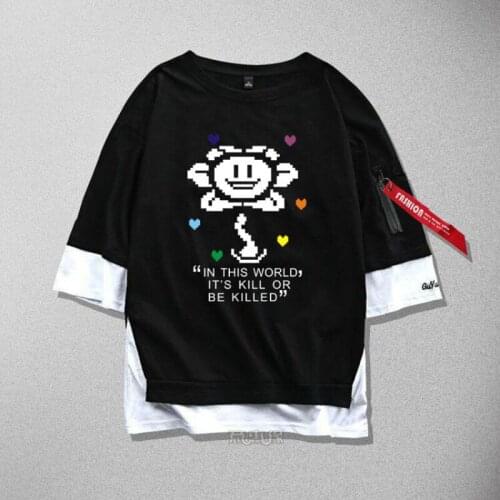 New Undertale Sans cosplay T-Shirt Anime cotton Men women Ribbon T Shirt Top Tees