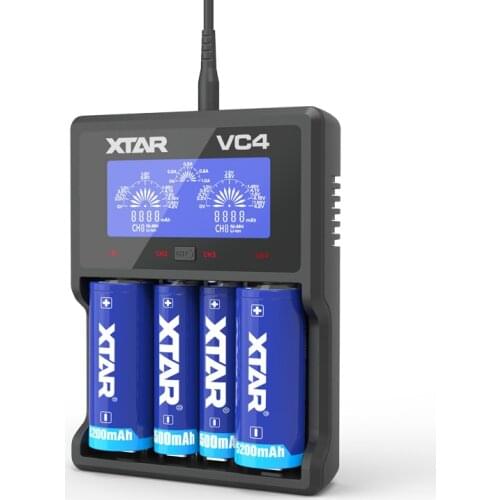 New XTAR VC4 Charger Universal LCD Screen Display USB Ni-MH/Ni-CD Li-ion Battery Charger 18650 20700 21700 22650 18500 18700