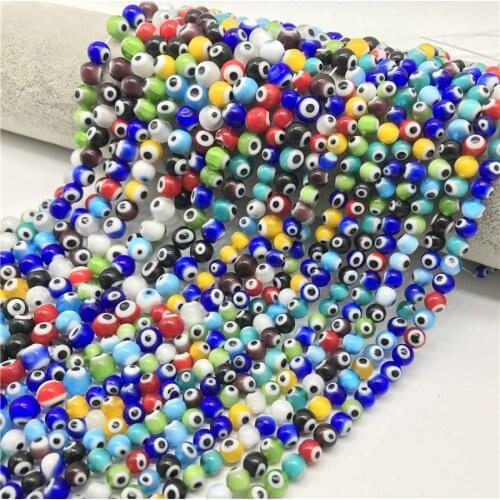 Wholesale Lampwork Glass Murano Handmade Beads Round Blue Evil Eye Beads Jewelry Bracelet Accessories 4mm/6mm/8mm/10mm