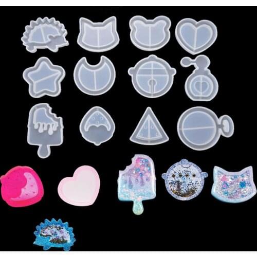Quicksand Shake Ice Cream Charm Silicone Mold Drippy Popsicle Resin Mold Star Bear Key Chain Mold Kawaii Craft UV Resin Supplies