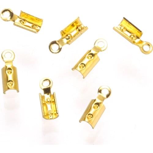 Bracelet end clasp cove clip String Ribbon Leather Cove Clasps Cord Fold Over Clasp Crimp Bead Connectors For DIY Jewelry Making