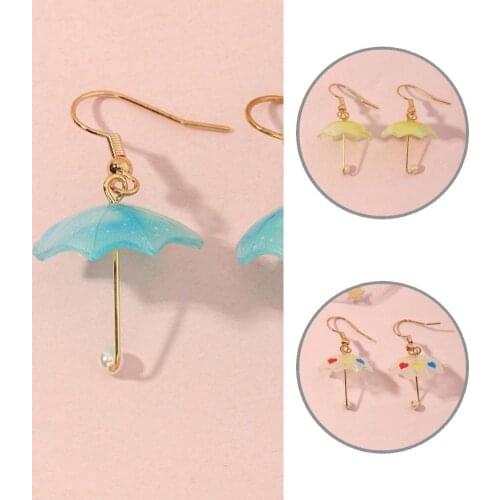 Women 1 Pair Popular Lightweight Colorful Umbrella Earrings Jewelry Hook Earrings Colorful Umbrella for Club