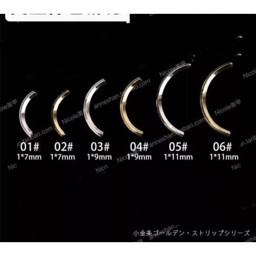 100Pcs/Lot Japan New 7mm 9mm 11mm Gold Silver Smooth Bent Rod Rivets Metal Alloy Nail Art Decorations Nail Stickers for Manicure