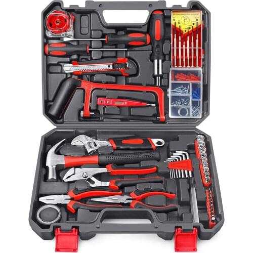 108-Piece Household Tool Kit, AMPCOM Home/Auto Repair Tool Set with Hammer, Pliers, Screwdrivers, Wrench Socket and Storage Case