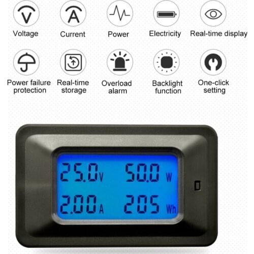 20A/50A/100A Digital DC 8-100V Voltmeter Ammeter LCD 4 in 1 DC Voltage Current Power Energy Meter Detector Amperimetro Shunt