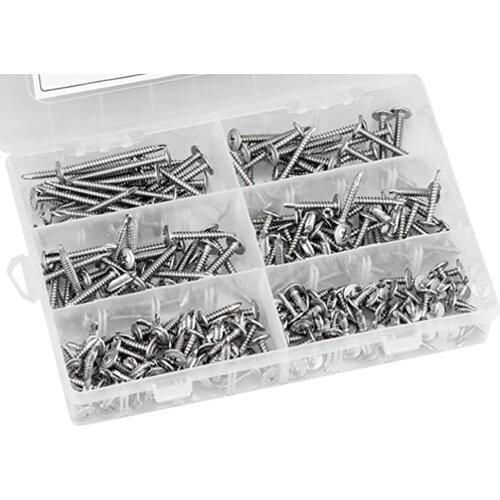210PCS/Box M4.2 Self Drilling Screw Cross Recessed Phillips Pan Head Self-Drilling Tapping Screw Thread 410 Stainless Steel