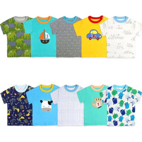 [5Pcs/lot Random Color]Cotton Baby Boy t-shirt Casual Baby Boy Shorts Sleeve Tops Summer Newborn T shirt 3-24 Months