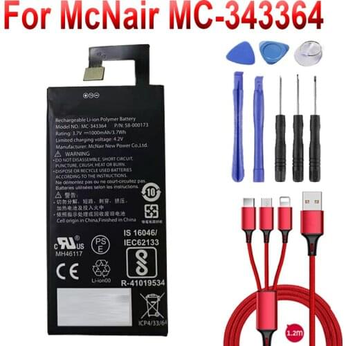4.2v 1000mAh battery for McNair MC-343364 Batteries +USB cable+toolkit
