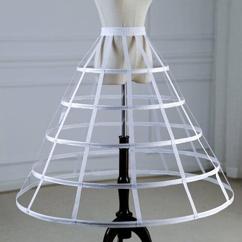 Ball Gown Petticoats Cheap White Crinoline Underskirt Wedding Dress 5 Hoops Birdcage Skirt Crinoline
