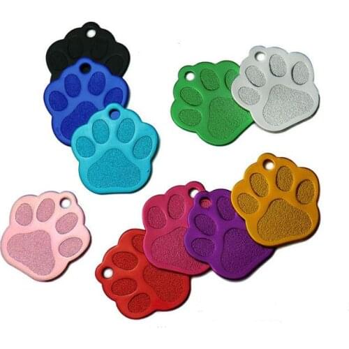 Free shipping pet tags 500pcs/lot dog name tags mix colors pet id tag paw shape dog cat id tag fashion pet pendant SN1272