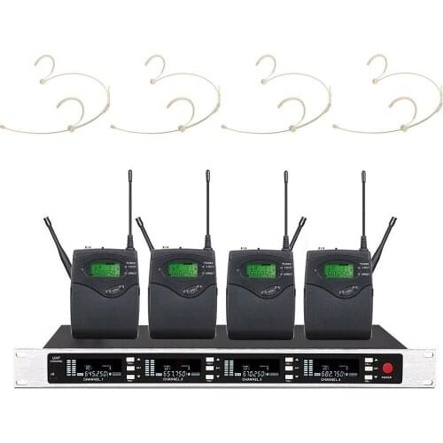 Bolymic High Quality UHF Wireless Mic Headworn True Diversity 4 Channel Stage Performance Headset Microphone Mikrofon System