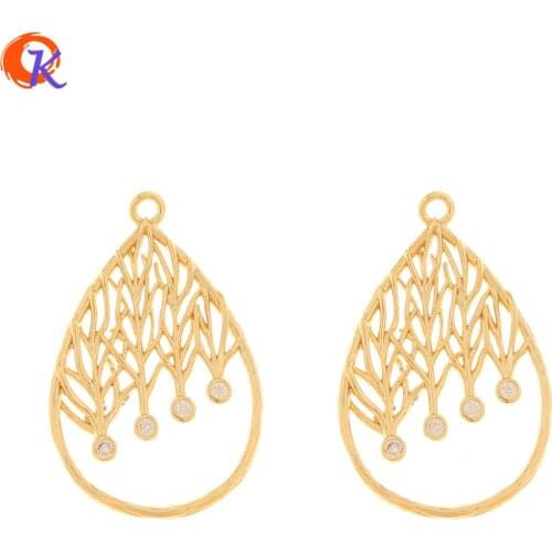 Cordial Design 20Pcs 18*27MM Jewelry Accessories/Hand Made/DIY Parts/Genuine Gold Plating/Drop Shape/Earring Findings/CZ Charms