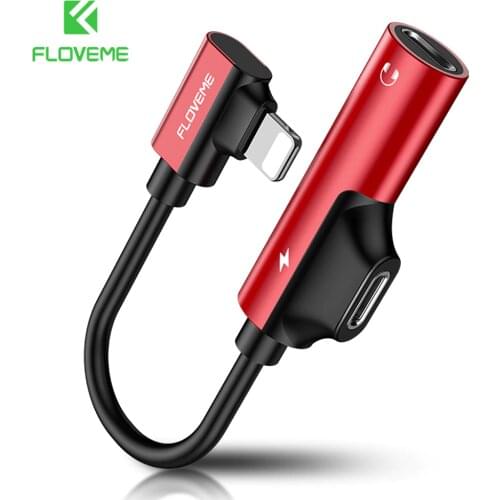 FLOVEME 2 in 1 Audio Adapter Charging Converter For iPhone X Xs 7 8 XR Charger Jack Splitter Headphone USB Adapter