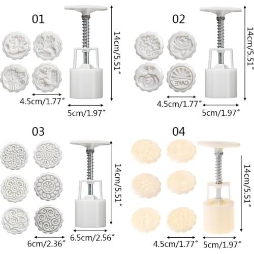 50/75g Mooncake Mold 4/6 Stamps Cookie Cutter Hand Press Green Bean Cake Pastry 667A