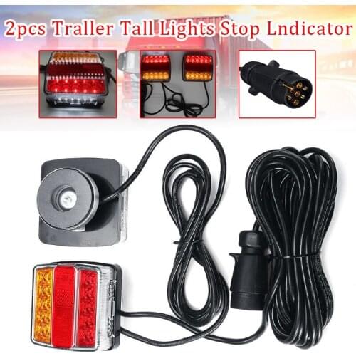 Pair 12V Magnetic LED Truck Tail Light for Trailer Caravans Campers ATV Boat Rear License plate Light Warning Brake Lamp Signal