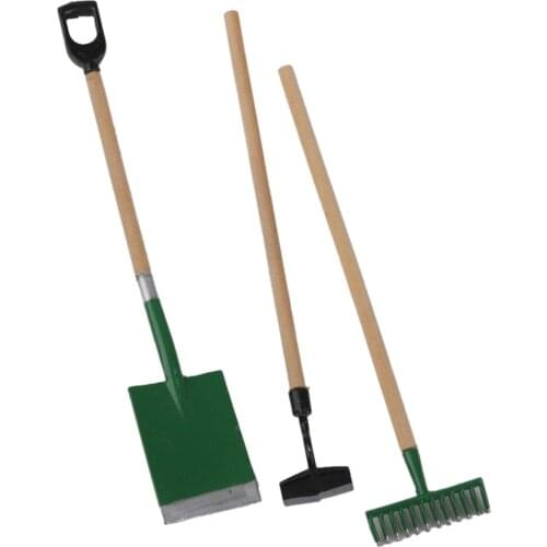 HOT Miniature Dollhouse Set Of 3 Gardening Equipment Fairy Garden Accessories - green