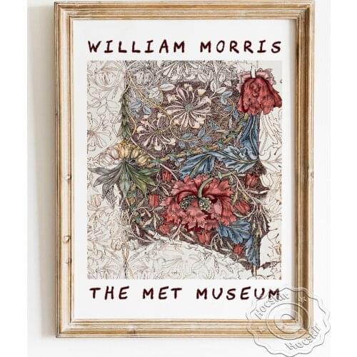 William Morris Exhibition Museum Canvas Painting, Vintage Flowers Art Prints Poster, Gallery Wall Picture, Home Decor Stickers