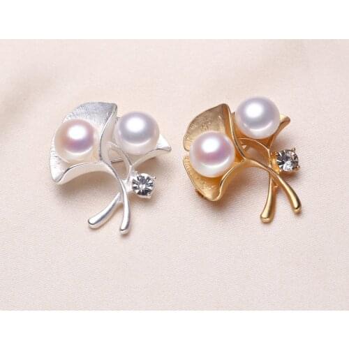 Maple Leaf Shape Brooch Pin Mountings Base Findings Women Jewelry Settings Parts for Pearls Beads Stones Crystals Agate Coral