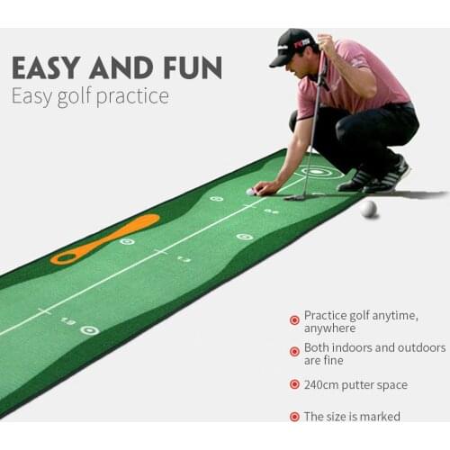 Indoor Golf Hitting Mat 300*50cm Putting Trainer Golf Practice Pad Golf Putter Green Fairway Trainer Aiming Line Tee Slot