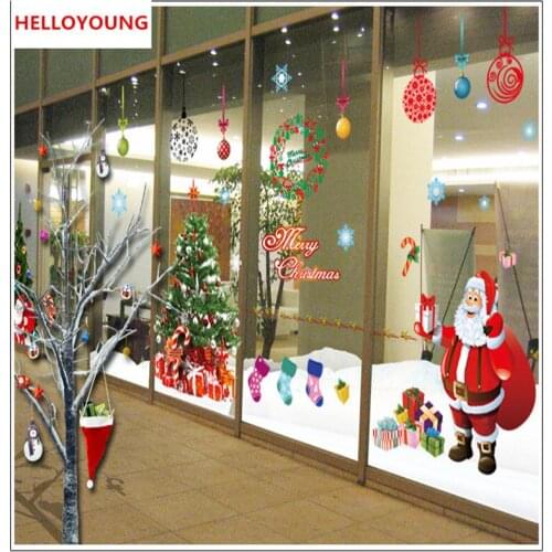 QT-0288 Creative Removable Santa Claus doubles PVC Wall Stickers Home Decorative Waterproof Wallpapers