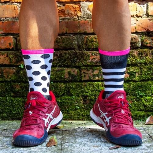 New Professional Cycling Socks Top Quality Outdoor Sport Socks Stripe Dot Road Bicycle Racing Running Hiking Socks For Men Women
