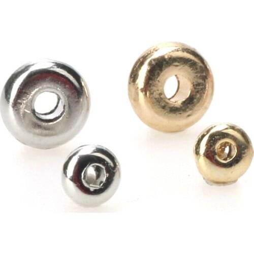 Olingart 5MM 50pcs/Lot Zinc Alloy Rhodium/KC Gold Plating Round Flat Loose Spacer Beads Fit Bracelet Finding DIY Jewelry Making