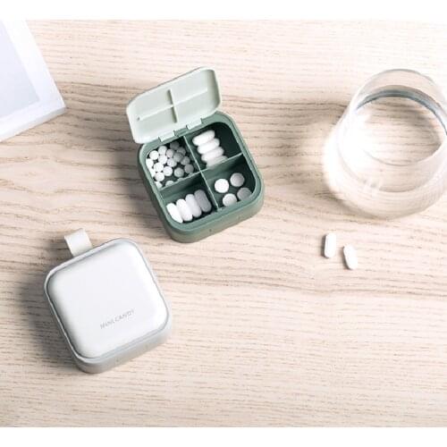 4 Girds Candy Organizer Pill Box Mini Pill Case Portable Medicine Pill Box Splitters Storage Container