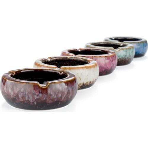 Creative Household Crafts Home Decor Cigarette Case Smoking Holder Kiln Change Ashtray Retro Round Shape Ash Tray