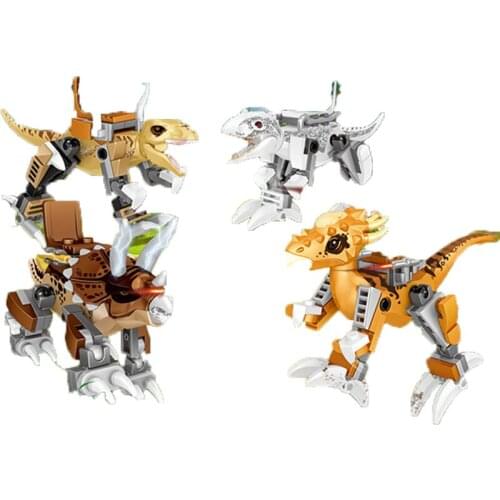 Jurass Park Dinosaurs World Building Blocks Tyrannosaurus Velociraptor Bricks 3D Model With Doll Toys For Children Birthday Gift