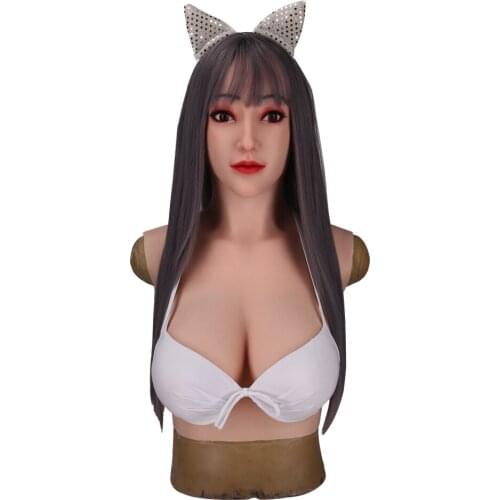 Realistic Female Headgear Alice D Cup Breast Forms Face Masquerade With Liquid Silicone Filling Suit For Crossdressers Dragqueen