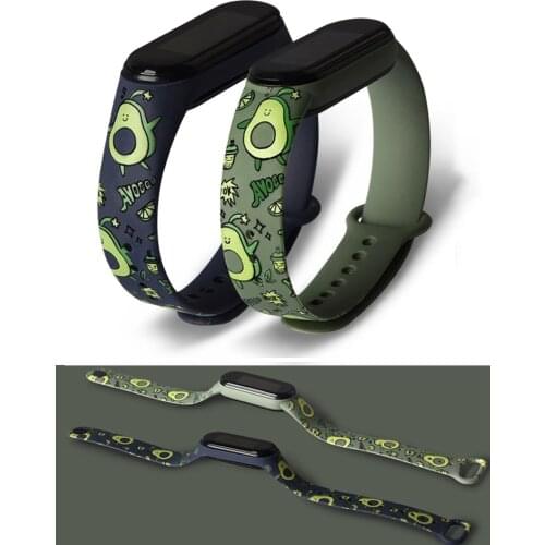 Avocado Strap For Xiaomi Mi Band 6 5 4 3 Silicone Soft Cartoon Wristband Replacement Bracelet for Xiomi mi bend 6 5 band6 Strap