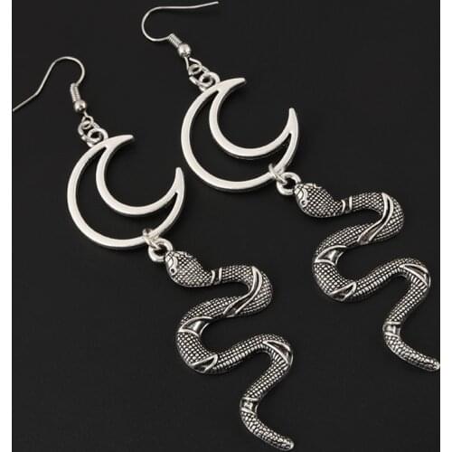 Snake Moon Earrings, New Witch, Pagan, Alternative, Gothic Jewelry