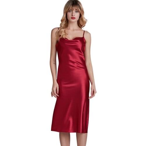 Silk Sleeveless Sleepdress V-Neck Sleepdress Strap Sleepdress Pure Satin Summer Satin Sleepdress Silk Sleepdress