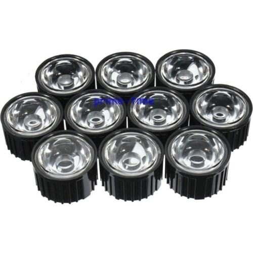 10X 20mm 5 15 30 45 60 90 120 Degree Angle LED LENS Reflector Collimator Black or White holder for 1W 3W 5W High Power LED Bead