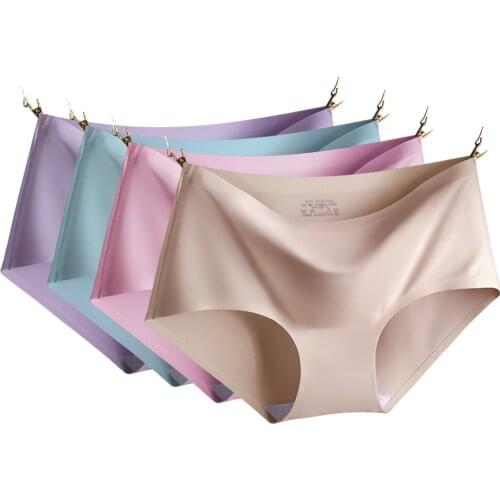 Summer Style Underwear ice silk briefs seamless womens panties breathable sexy briefs soft sleep briefs for student girl women