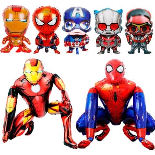 The Avengers 3D Large Spiderman Iron Man Foil Balloons Super Hero Birthday Party Decoration Supplies Childrens Gifts Air Toys