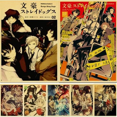 WTQ Bungo Stray Dogs Canvas Painting Retro Posters Japanese Anime Posters Wall Decor Wall Art Picture Room Decor Home Decor