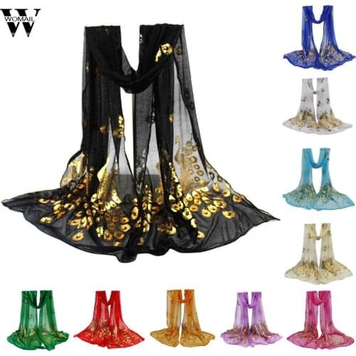 Womail Women sarft Lady Multi-color Peacock Flower Scarf Long Soft Wrap Shawl Stole Pashmina bandana 2020 f11