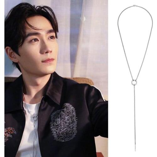 Simple long chain necklace for men and women high quality copper metal silver color brand necklace jewelry drop shipping