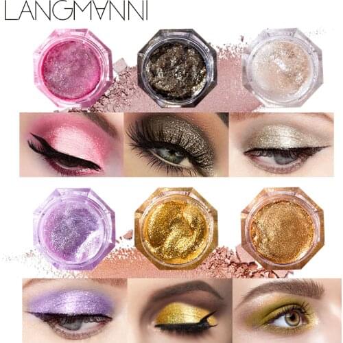 Langmanni 6Colors Shine Smoky Glitter Liquid Eyeshadow Waterproof Dimond Eyeshadow Womens Cosmetic Eyeshadow Eyeliner